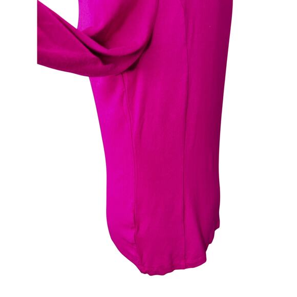 AK Anne Klein Hot Pink Funnel Neck 3/4 Sleeve Modal Spandex Top - Picture 4 of 7